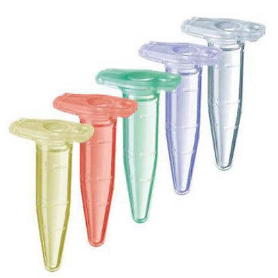 100 pcs Eppendorf Safe-Lock Tubes 0.5ml, Flat Top, Assorted Colors (per 100)